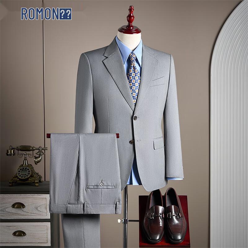 Romon Men s Slim Fit Business Casual Suit (Jacket + Pants) 4XL
