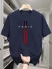 Mens Cotton Spring and Summer Casual Loose Fashion Parisian Letter Printed Comfortable Round Neck Short Sleeved Tshirt Top