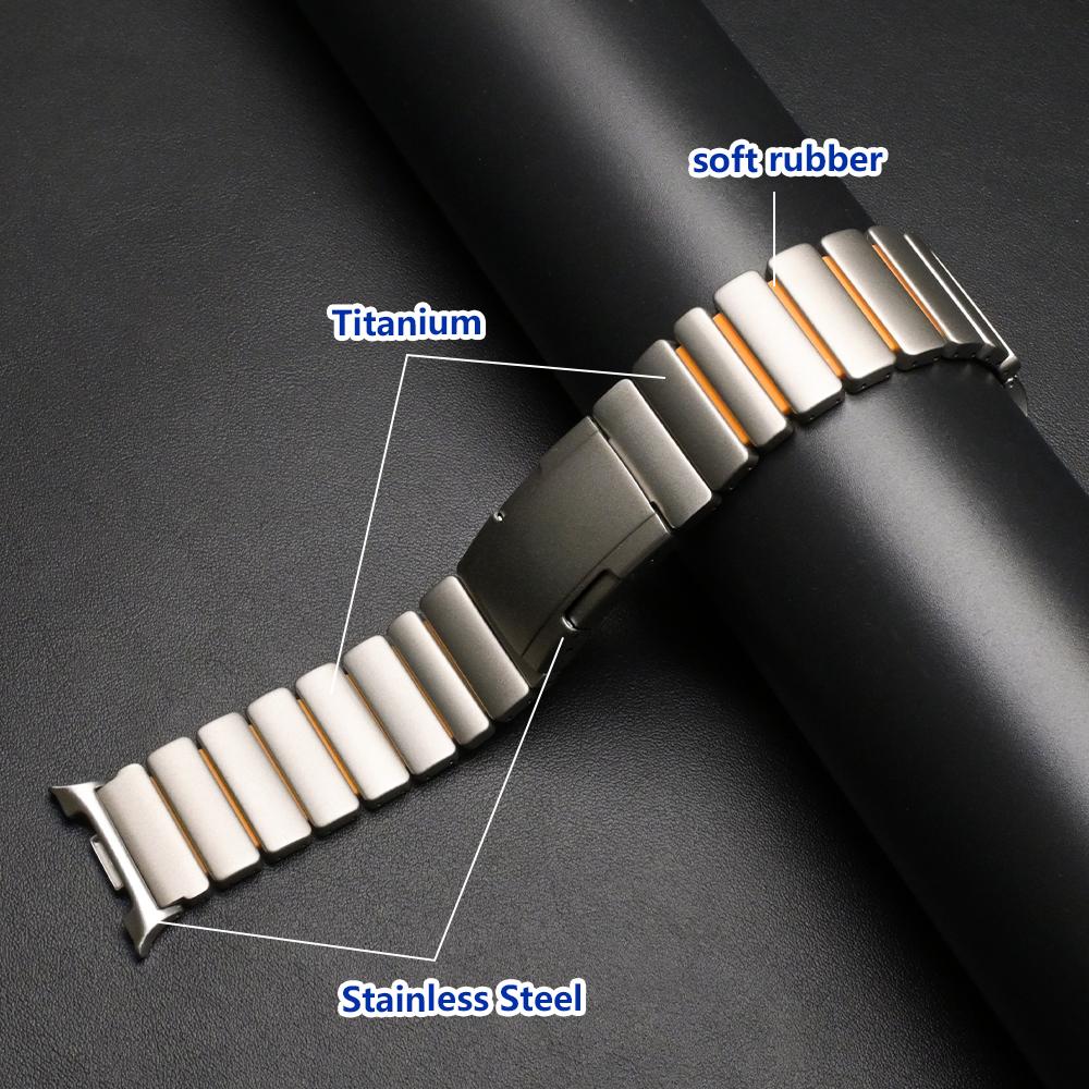 Titanium Band for Samsung Galaxy Watch 8 Calssic 46mm 8 44mm 40mm Metal Rubber Strap for Galaxy Watch Ultra 2025 Luxury Bracelet