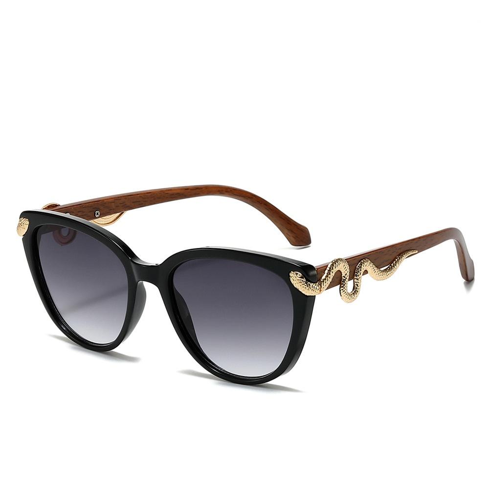Retro Leopard Gradient Round Women Sunglasses Luxury Metal Snake Decoration Design Personality Trend Men Sun Glasses Uv400