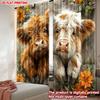 Set Of 2 Flat Printing Happy Valentine Day Party Window Curtains Cartoon Plateau Cattle Calves Digital Printed Polyester Curtain