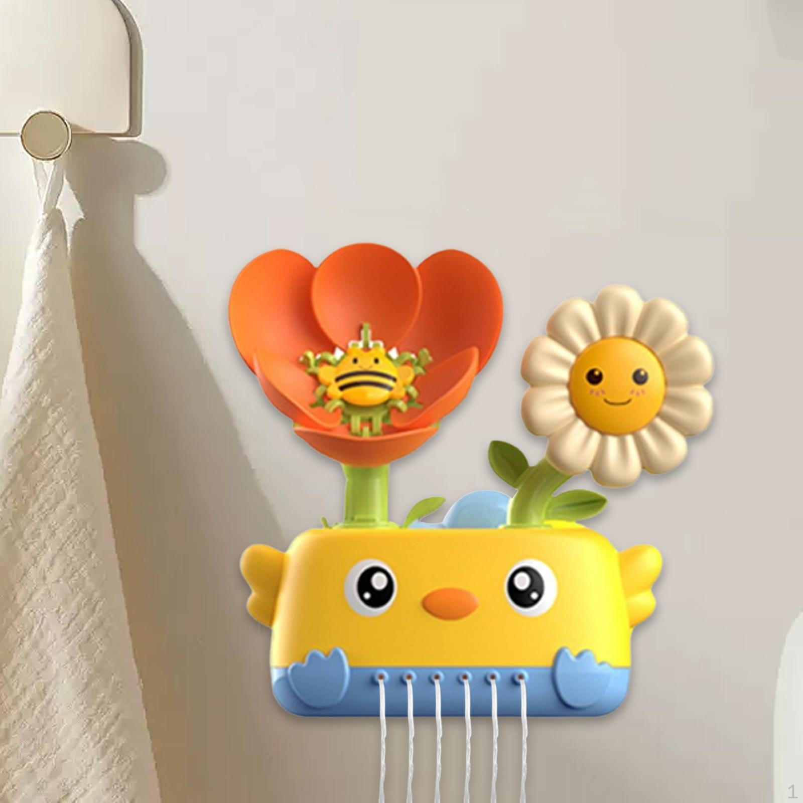 

Bath Toy Bathtub Water Interactive Easy Install Sprinkler Bathing for Decoration Home Orange Flower