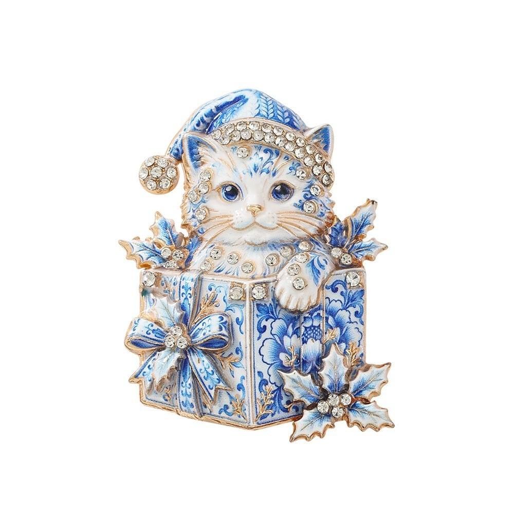 Alloy Cat Brooch Pin Enamel Finish Holiday Brooch New Christmas Cat Brooch New Year Party
