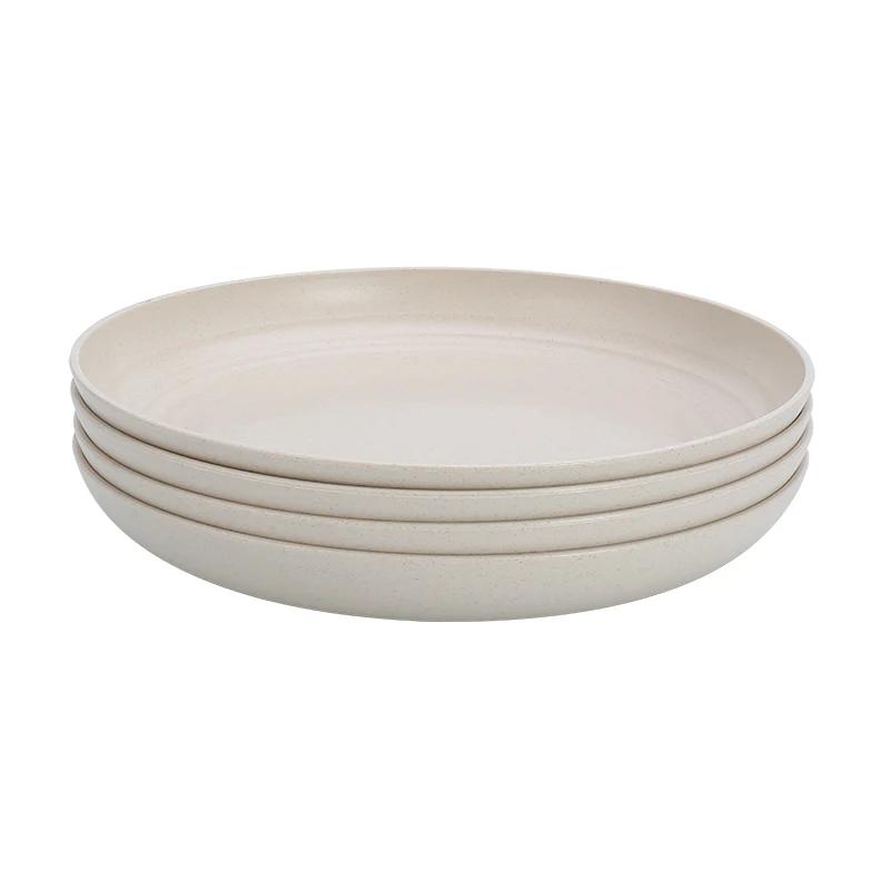 4Pcs Eco-Friendly Biodegradable Unbreakable Dinner Plates Set Wheat Straw  Plastic For Picnic Dishes Restaurant Specialty Saucer