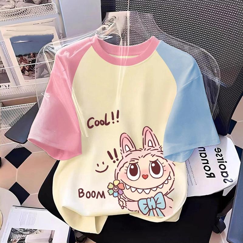 Kreslené Monstrum Elf Grafika Labubu Dětské Tištěné Tričko Léto Dámské Ležérní Venkovní Dívčí Trička s Krátkým Rukávem Top Oblečení