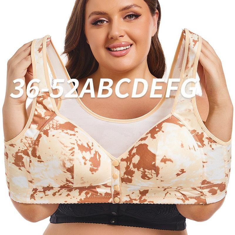 Oversized Bra European and American No Underwire Vest Style Creative Printed Front Clasp Underwear