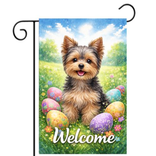 Yorkshire Terrier Welcome Garden ag Yorkie Dog Easter Spring Yard Decor 12x18" ZZO EEZ