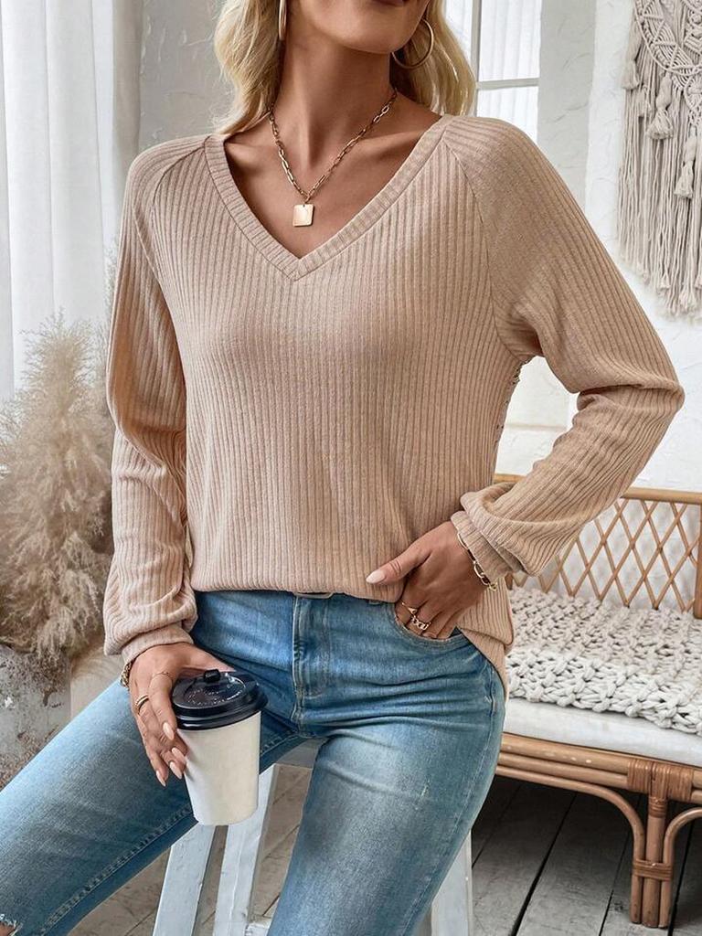 New Ladies Back Patchwork Lace Trim Hollow Inserted Shoulder Sleeve Long Sleeve T-Shirt Top for Women