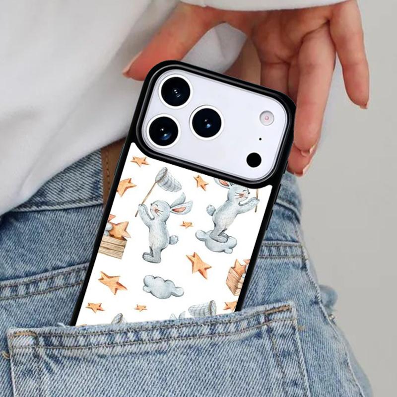 Bunny Rabbits print Phone Case for iPhone 16e 15 14 13 12 17 Pro Max Plus Air 17pro Cover Coque