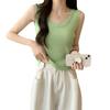 Sleeveless Outer Wear Suspender I-shaped Vest Women's Summer Knitted Slim-fitting Inner Anti-light Bottoming Shirt Inner Tide