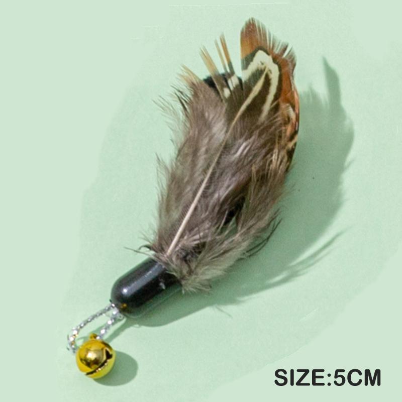 

Смешная кошачья удочка с перьями, сменная головка, имитация насекомого, перо, интерактивная кошачья игрушка as the picture