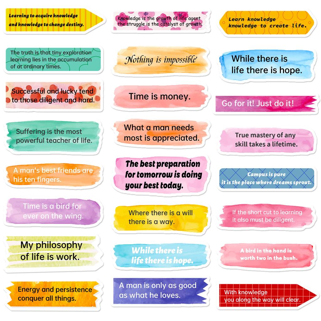 50 Inspirujących Tekstów Styl Akwarelowy Nowe Produkty Kolorowa Osobowość Angielski Zwrot Kreatywne Naklejki Uzdrowiające