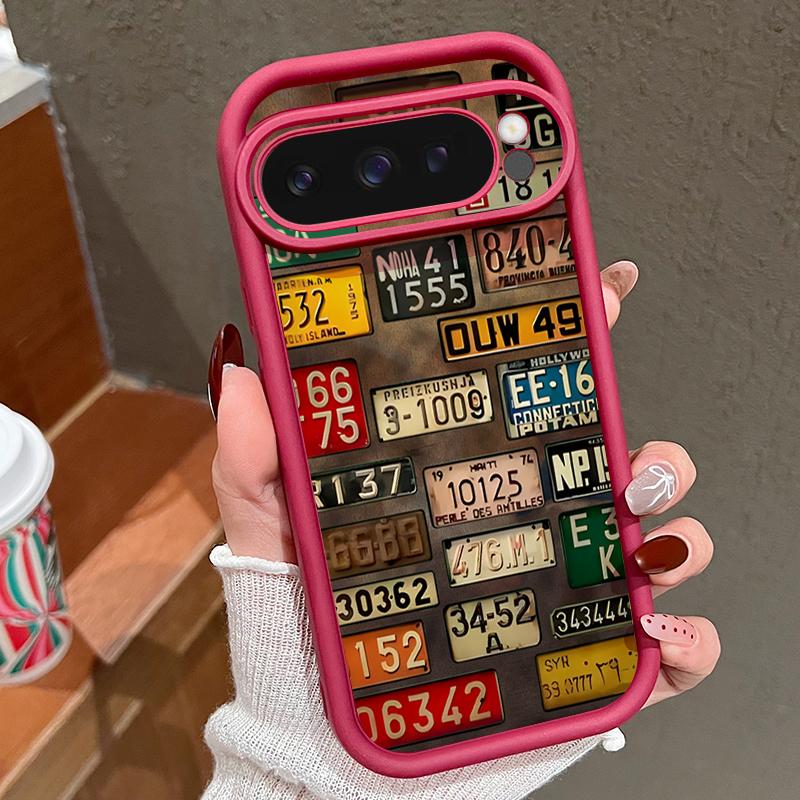 Retro License Plate TPU Case For Google Pixel 10 8 7 Pro Pixel 10 9 Pro XL Shockproof Silicone Cover For Google Pixel 9A 7A 8A