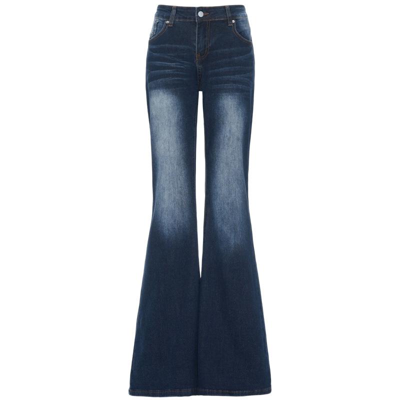 American Spice Girl retro nostalgic micro-pull jeans women's autumn new elastic and thin versatile horn pants