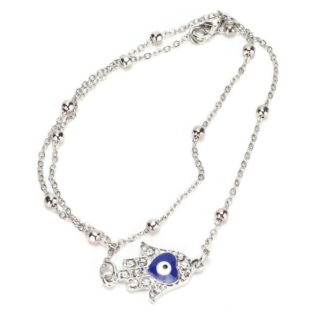Blue Eye Anklet Evil Eye Comfortable Cute Lucky Moon Fatima Hand Tassel Foot Chain for Women Parties