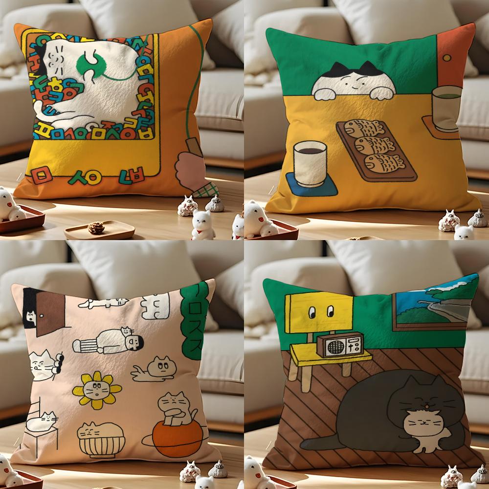 Gomatsu Cushion Cover Anti-dustmite Pillowcase Invisible Zipper Silky Short Plush Sofa Cushion Cover