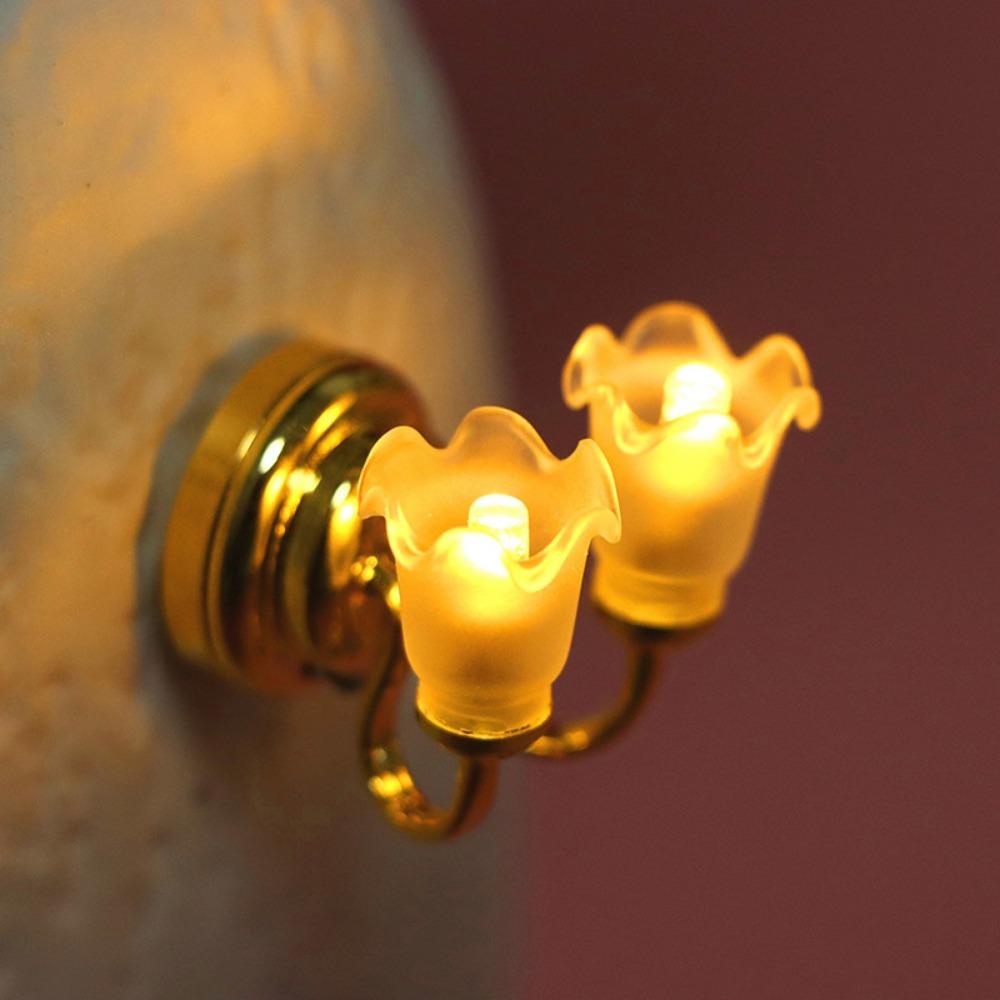 Mini Dollhouse Colored Glass Lamp 1:12 Home Table Lamp Model Lighting Model Doll House Accessories