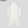 INCERUN Autumn Men Stand Neck Oversleeve High Splits Tunic Tops Pullovers