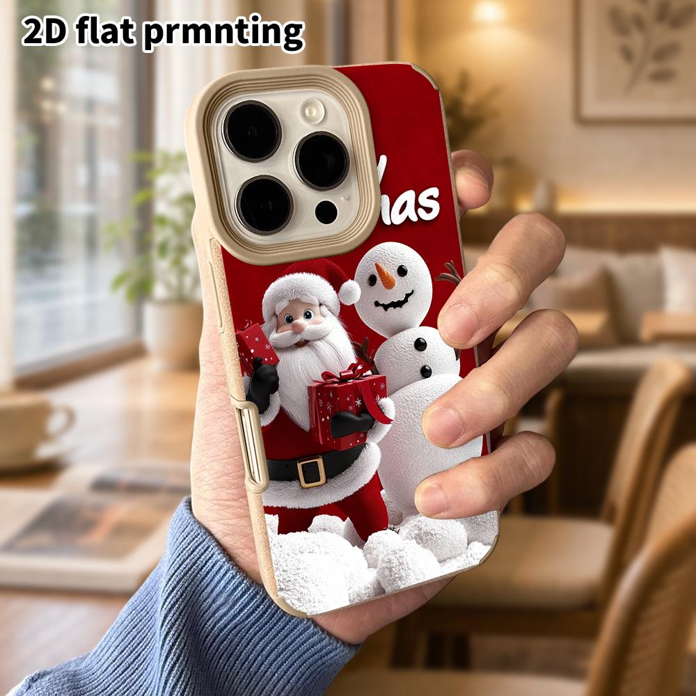 Phone Case: Lambskin 2D Flat Samsung Galaxy A34 A35 M05 M06 S20 S22 S21 FE Plus 5G Protective Case, Round Chubby Snowman, Christmas and Halloween Gift