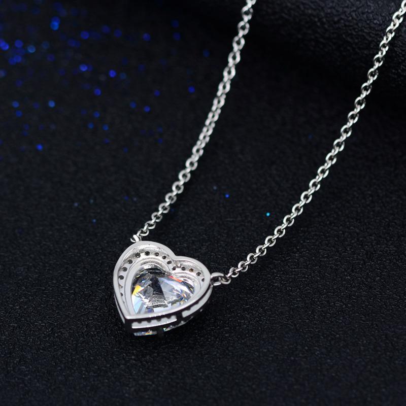 Gica Gema High Carbon Diamond Necklaces 925 Sterling Silver Heart Shape Pendant Unique Design Romantic Fine Jewelry Wedding Party Gifts New Trend