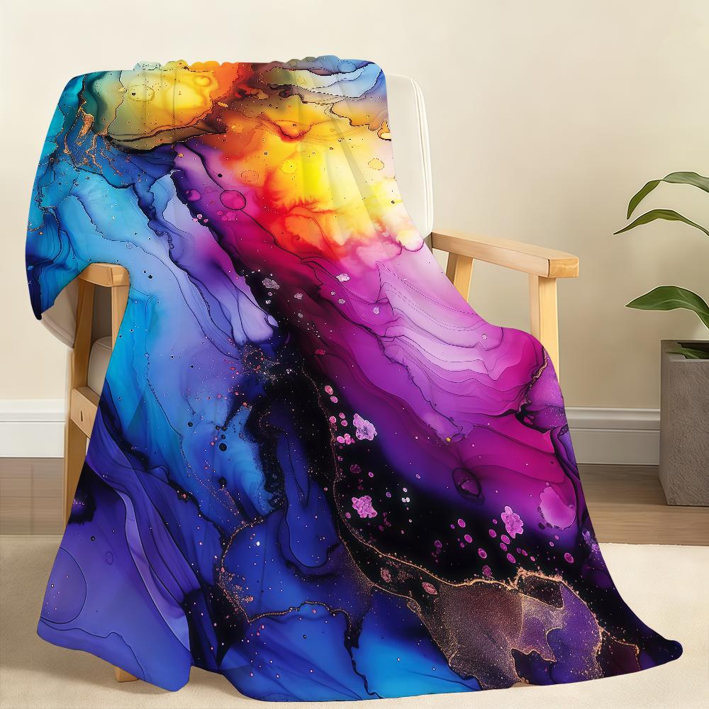 Colorful Ink Wash Blanket Soft Throw Blanket for Home Bedroom Bed Sofa Picnic Travel Office Rest Cover Blanket Gift