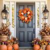 Handmade Maple Leaves Pumpkins Wreath Diy Decoration For Thanksgiving Halloween Front Door Wall Hanging Autumn Harvest Wreath