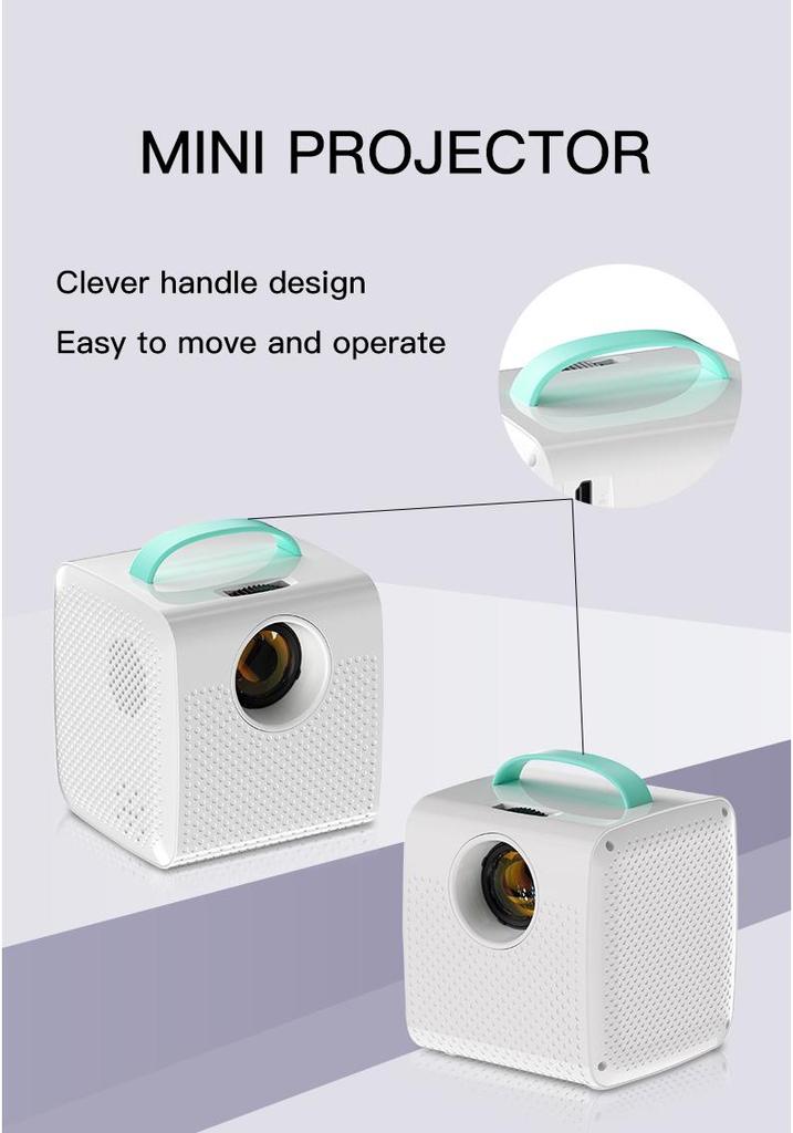 Compact Wired Mobile Phone HD Screen Mirroring Projector - Full Color, Mini, Portable, Large Display for Home Use.