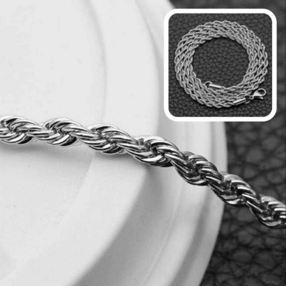 Ring Necklace String Twist Chain Necklace Thick Surgical Steel 4mm Men