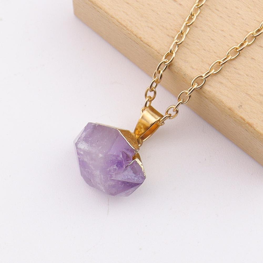 

Natural Purple Crystal Cluster Pendant Irregular Rough Stone Tower Crystal Necklace Diy Jewelry Accessories N777