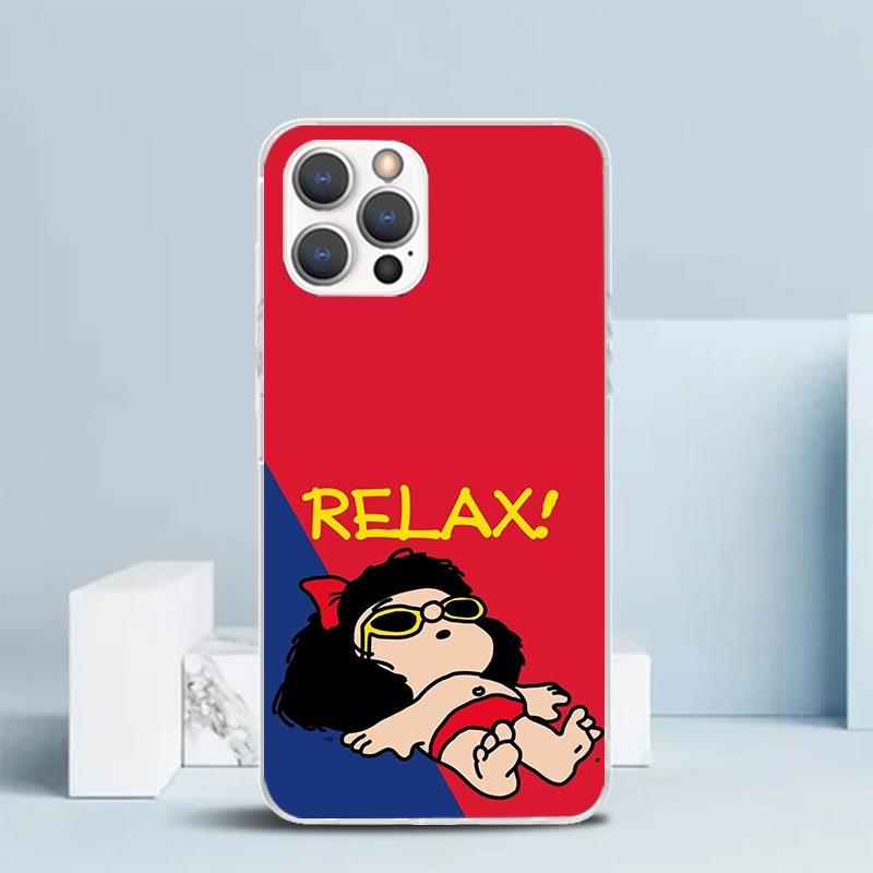 

Cartoon Cute Mafalda Soft Cover for iPhone 16 17 Air 15 14 Pro Max 16E Phone Case 13 Mini 12 11 7 SE 8 Print Pattern Fit Cases 1 iPhone 16 Pro