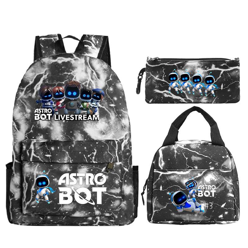 Game Astro bot peripheral printing fashion primary and secondary school students schoolbag three-piece set multi-function large capacity