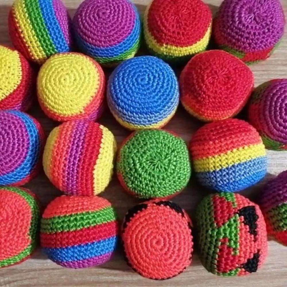 6/12/24Pcs Colorful Soft Juggling Balls Funny Knitted Sandbag Crochet Foot Bags  Group Playing