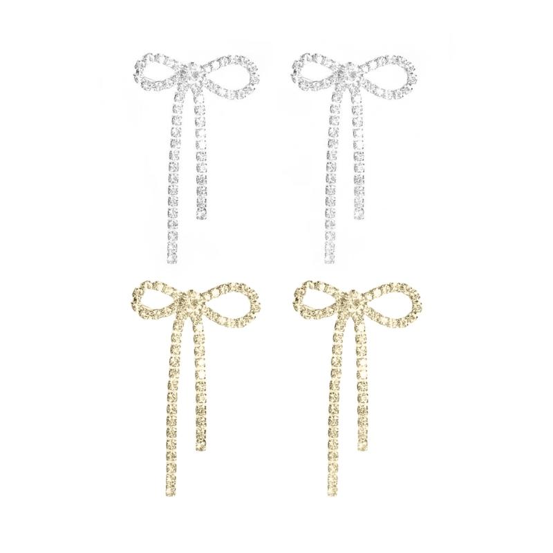 Cercei cu Pandantiv Fundă cu Strasuri Aurii/Argintii Rafinați Ciucuri de Cristal pentru Femei și Fete Bijuterii de Nuntă