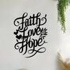 Faith Love Hope Metal Wall Art Black Iron Typography Floral Accent Home Decor Gift