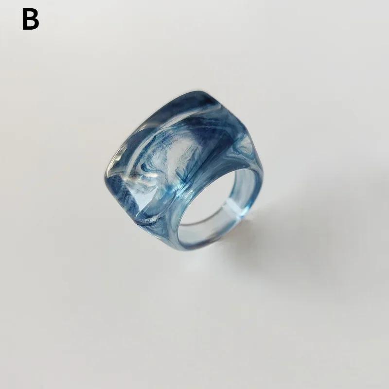 Anillos de Resina Acrílica Creativos de Moda Vintage Simples Geométricos Cuadrados para Mujeres Hombres Joyería