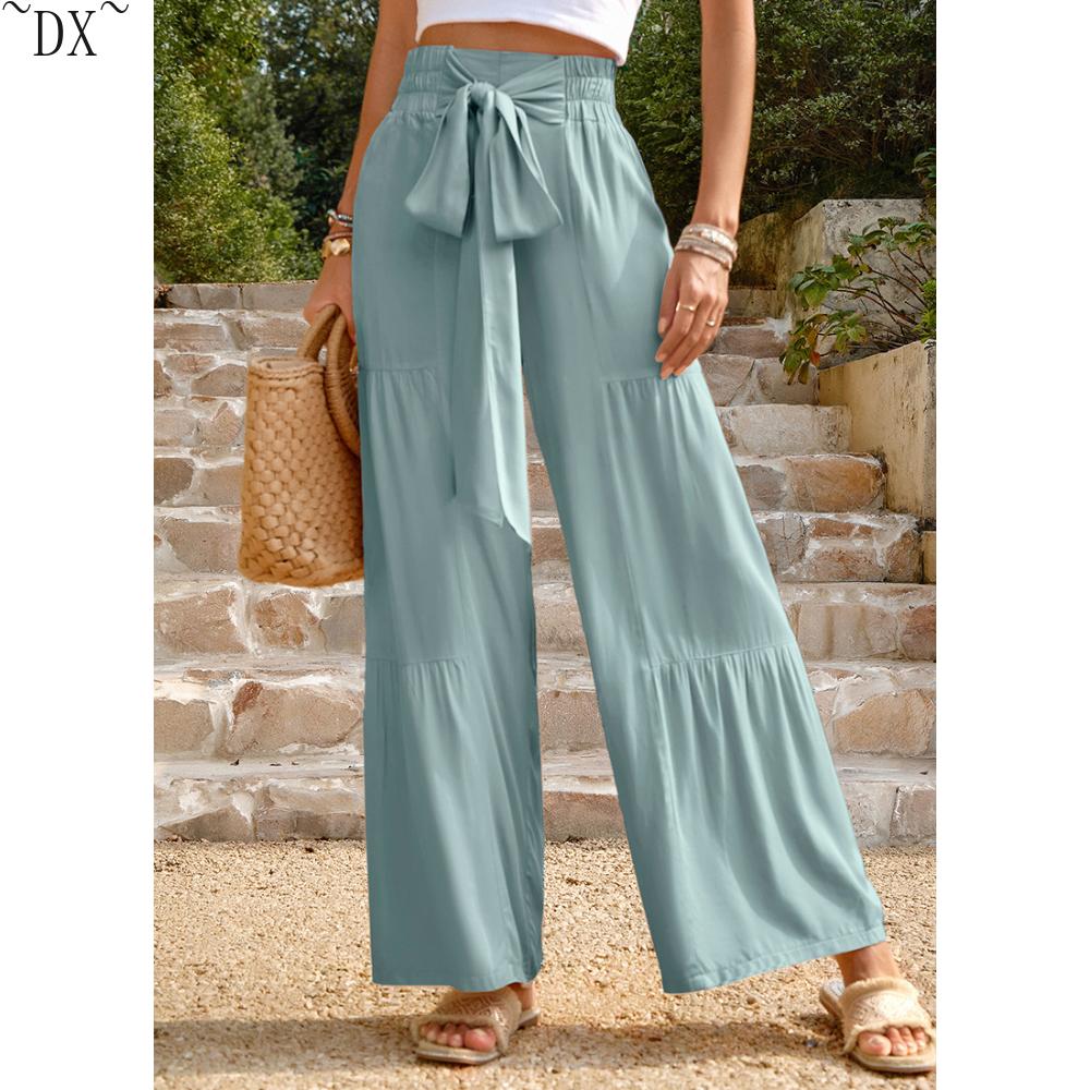 DX~~ Independent Station Casual Pants Women's Summer Loose Casual Wide Leg Solid Color Trousers