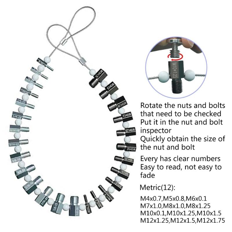 Convenient Nut & Bolt Thread Gauge Nut & Bolt Thread Size Measurement 26 Assorted Gauges for Quick Size Confirmation