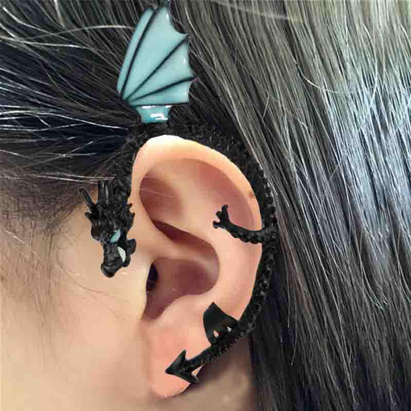 Dinosaurier Drache Leuchtperle Ohrclip: Unisex Punk Ohrring mit fliegendem Drachen Design, Europäischer und Amerikanischer Stil