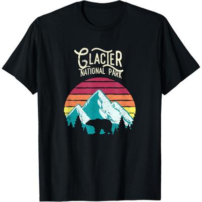 Vintage Glacier National Park Mountain Bear Retro T-Shirt T-Shirt
