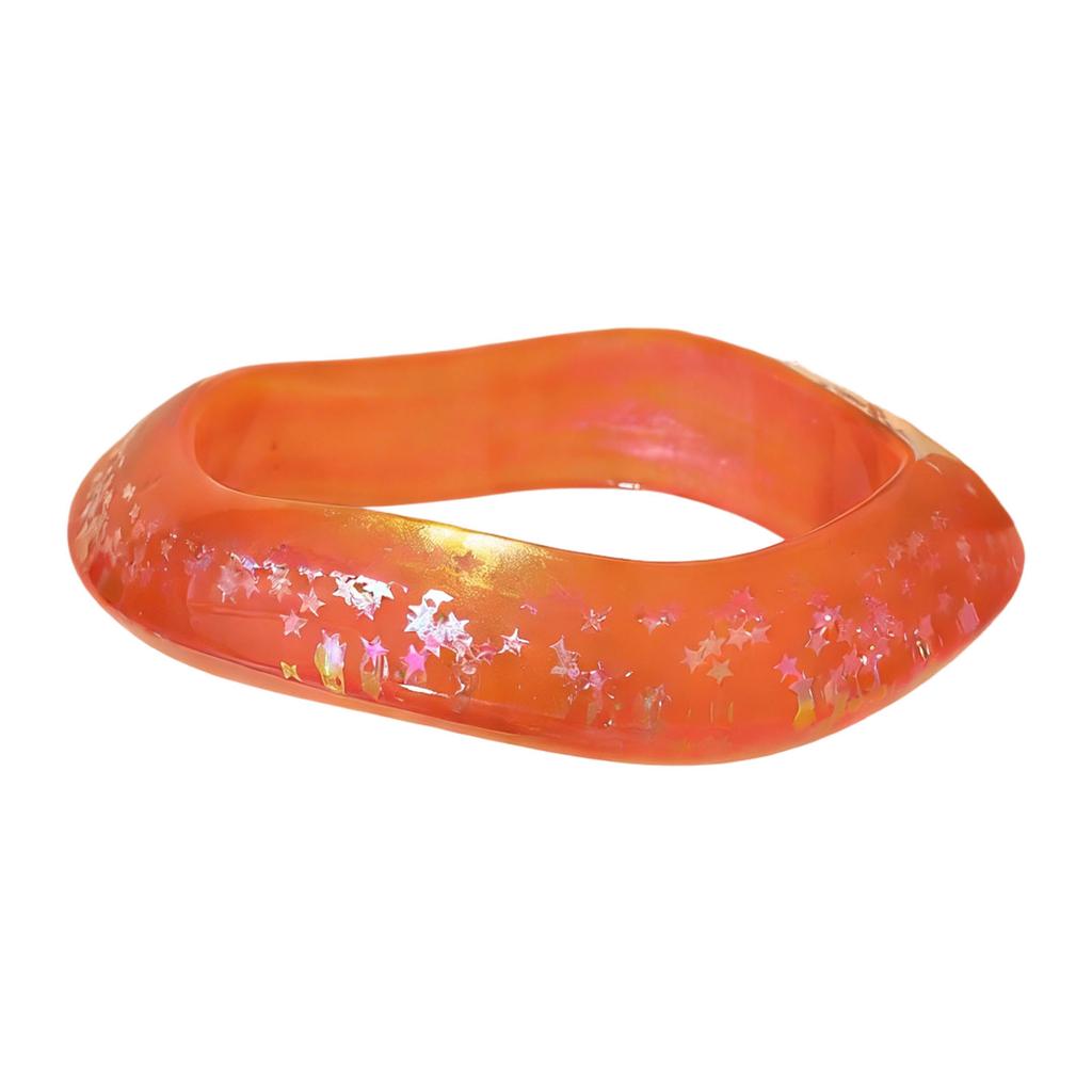 Fashionable Wide Bracelet With Irregular Design Sparkling Star Pattern Resin Bangle Stylish Womens Jewelry