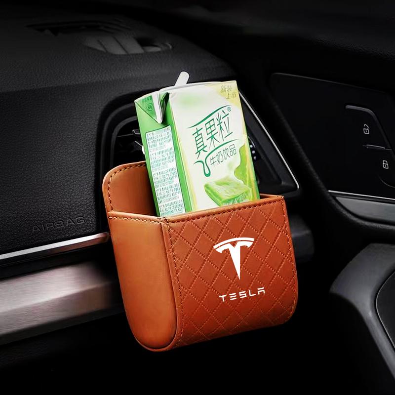 1Pcs Car Badge Air Outlet Storage Box Phone Glasses Organizer For Tesla Model 3 Model S Model X Model Y Roadster Bonina Coil