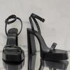 Fashion Hot Selling 2025 New Summer Female Sandal High Heels Espadrilles Platform Buckle Strap  High-heeled Lacquered Fashion Rhinestone