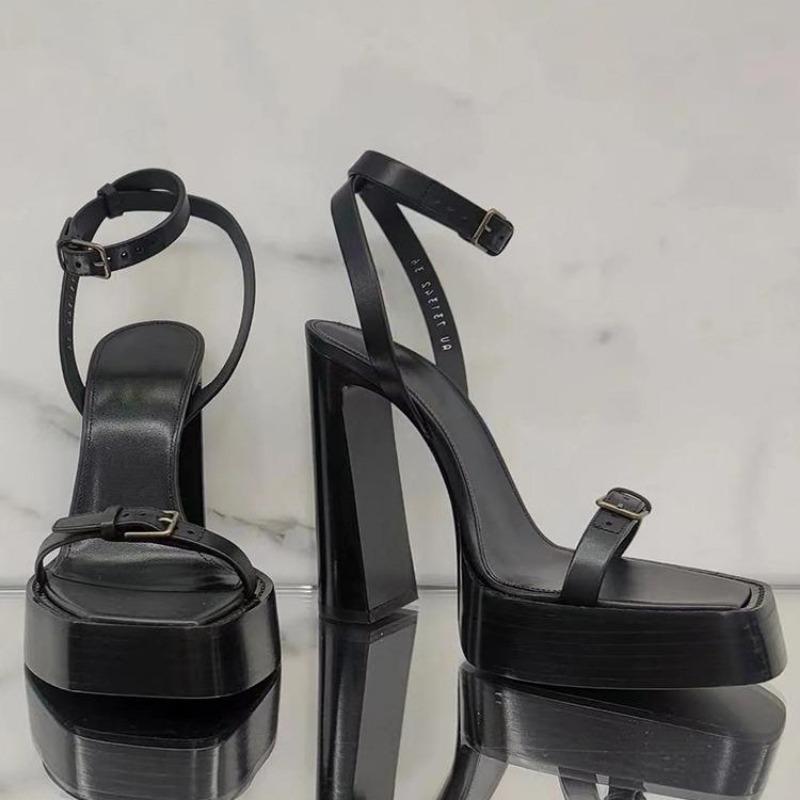 Fashion Hot Selling 2025 New Summer Female Sandal High Heels Espadrilles Platform Buckle Strap  High-heeled Lacquered Fashion Rhinestone