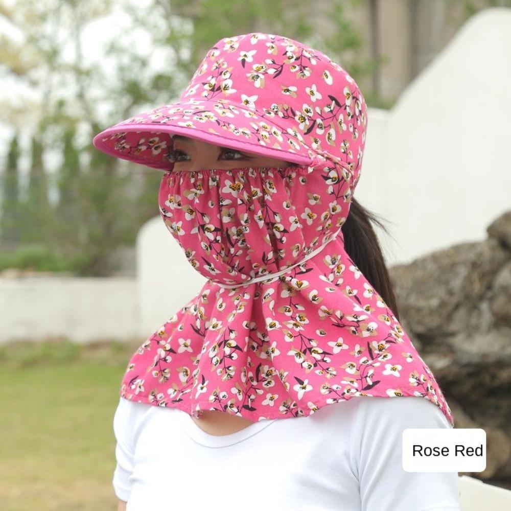 Anti-UV Sun Hat Breathable Sun Visor Cap Fashion Sunscreen Hat Outdoor Rose Red