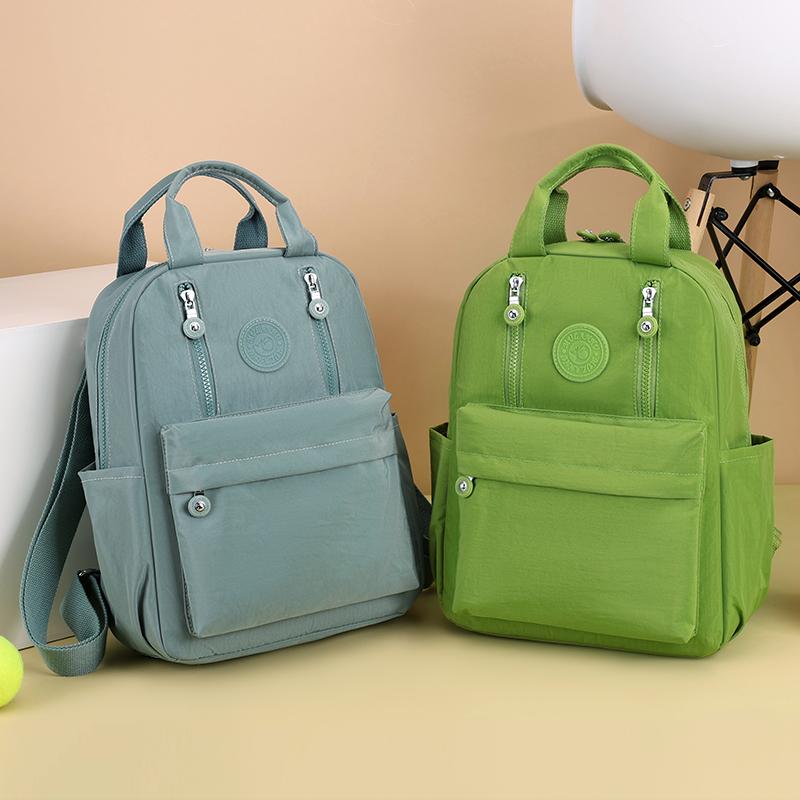 Solid Color Women's Backpack Large Capacity Nylon Backpack