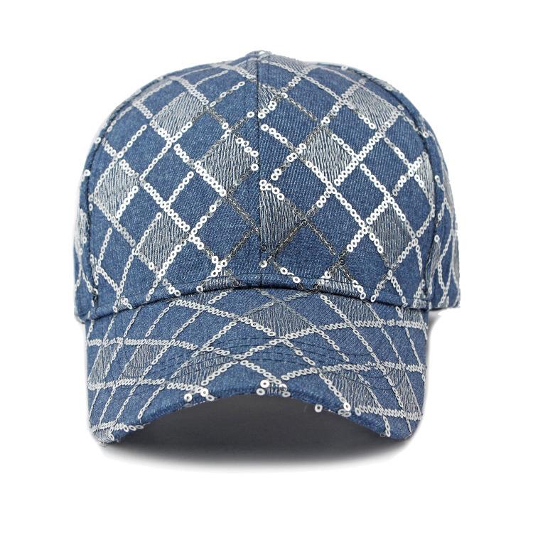 Sequin Baseball Top Cap Hard Womens Outdoor Sun Hat