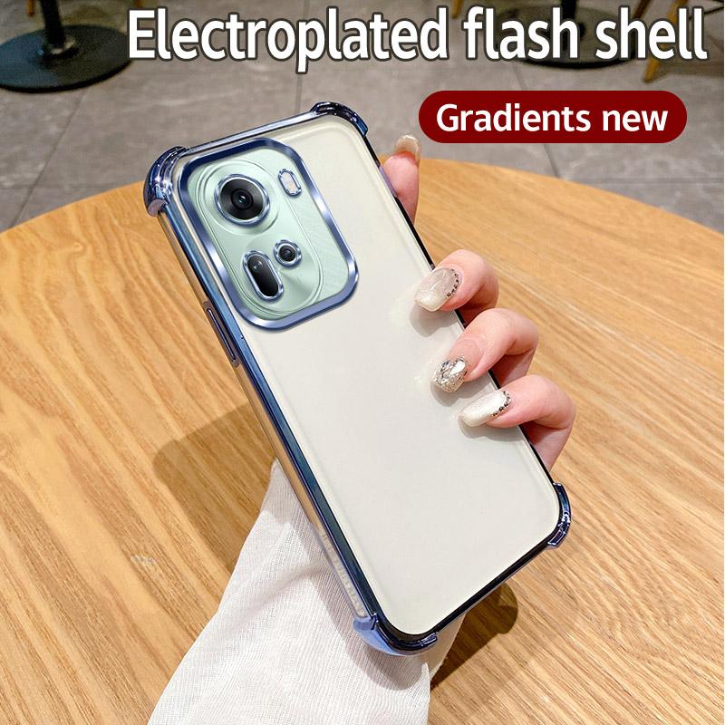For OPPO Reno 11 5G Case OPPO RENO 11 Pro 5G Phone Case Shiny Glitter Plating Silicone Camera Lens Soft Back Cover