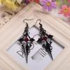 Gothic Punk Black Hollowed-out Cross Pattern Red Rhinestone Dangle Earrings for Women Hallowmas Party Personality Jewelry Gifts