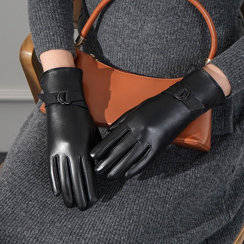 Womens Winter Genuine Lambskin Gloves Touchscreen Warm Windproof Driving Cycling