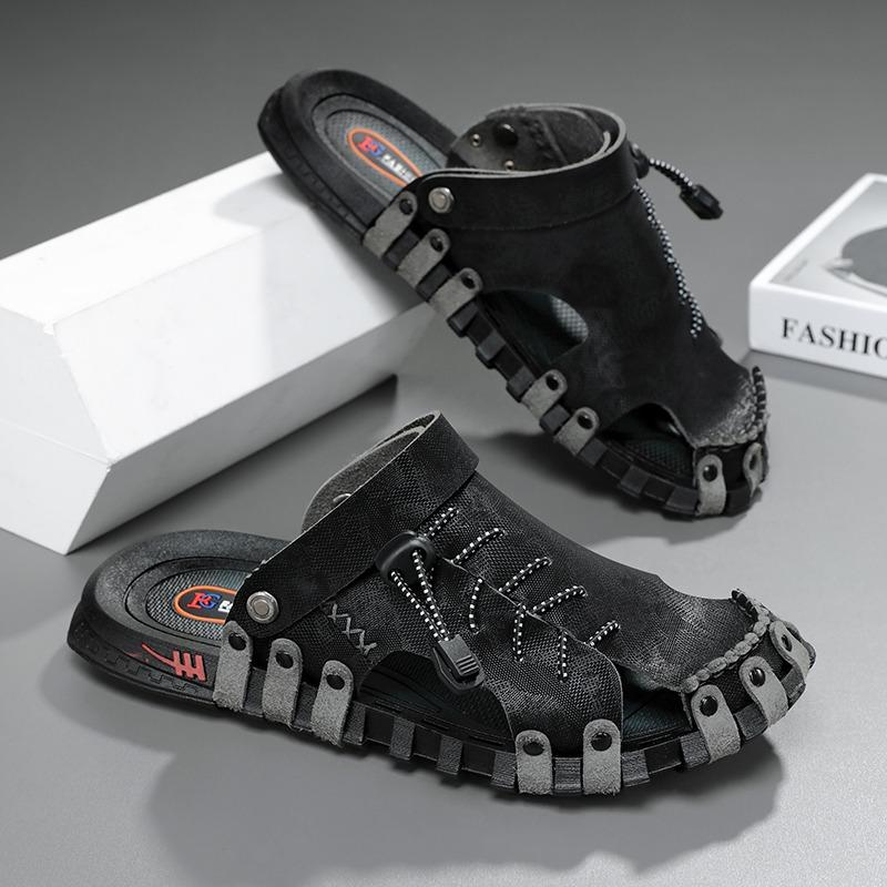 Fashion Men Sandals Outside Street Beach Style Non slip Slippers Cover Toe Summer Breathable Soft Light Plus Size 45 46 Modern Shoes